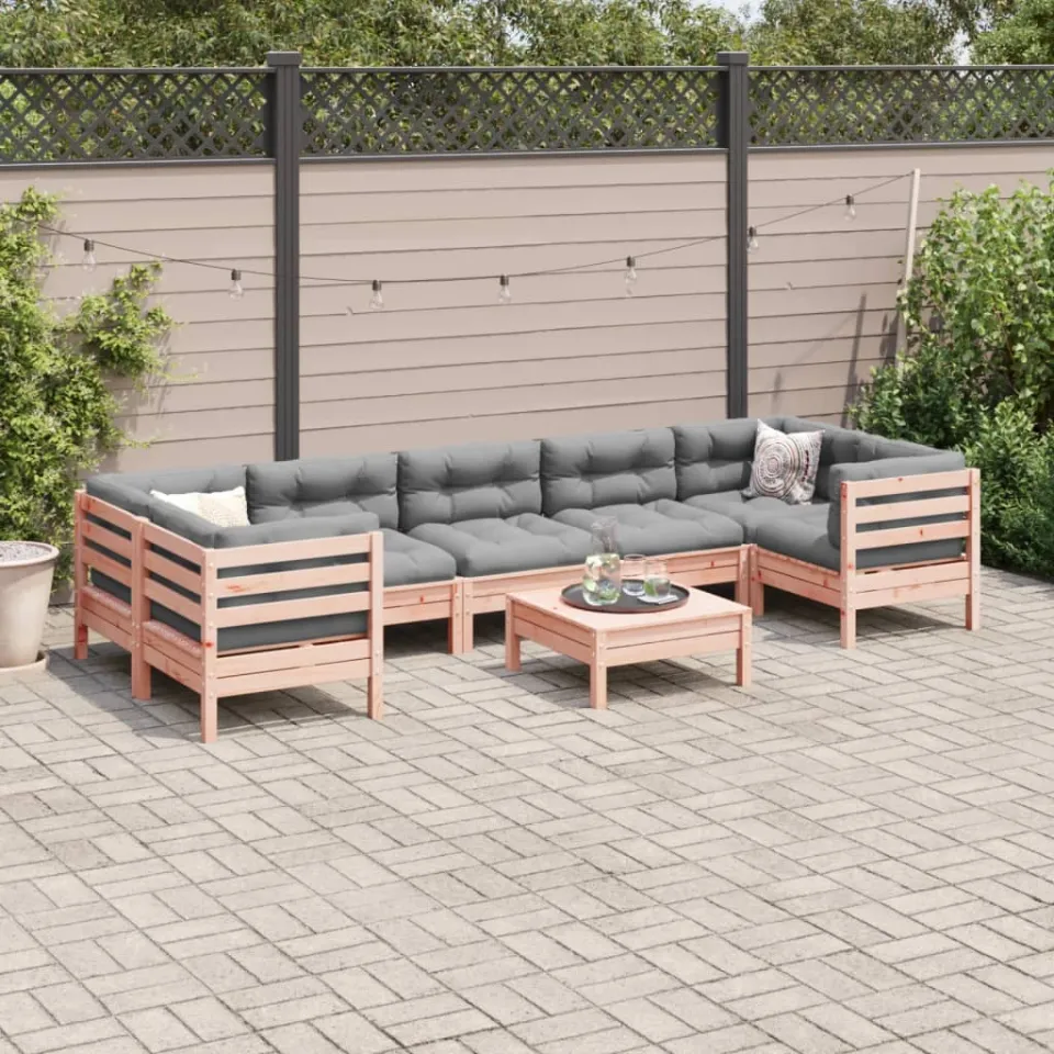 vidaXL 8-delige Loungeset met kussens massief douglas vurenhout bruin, foto 2