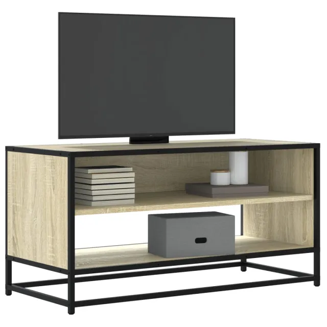 vidaXL Tv-meubel 91x40x46 cm bewerkt hout metaal sonoma eikenkleurig Bruin