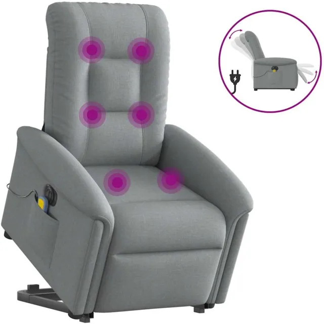 vidaXL Sta-op-massagestoel - elektrisch - verstelbaar - stof - lichtgrijs