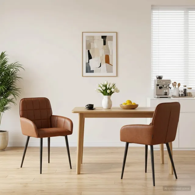 vidaXL Eettafelstoelen 2 st Kunstleer Bruin 56,5 x 50 x 85 cm