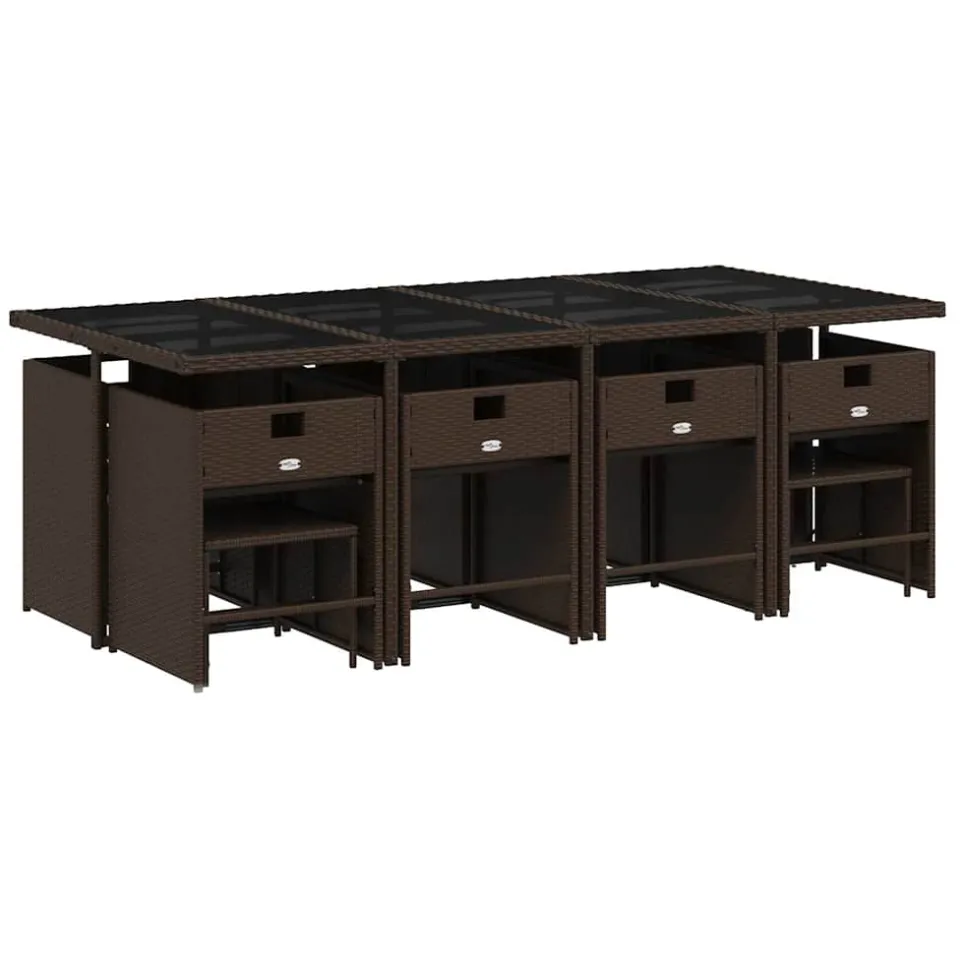 vidaXL 13-delige Tuinset met kussens poly rattan bruin, foto 4
