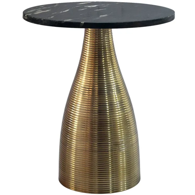 Cosmo Casa Bijzettafel - Marmer - Metaal - 40 x 40 x 48 cm Bruin