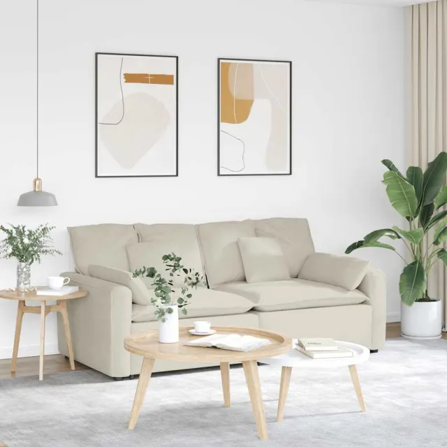 vidaXL Modulaire bank met kussens crèmekleurig