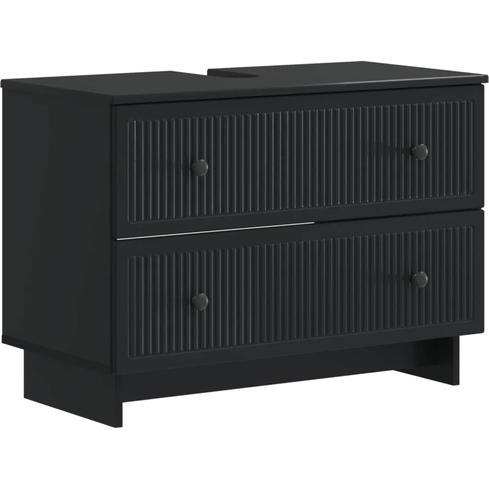 vidaXL Badkamer wastafelkast EDE Zwart 82 x 41 x 59 cm Bewerkt hout, foto 3