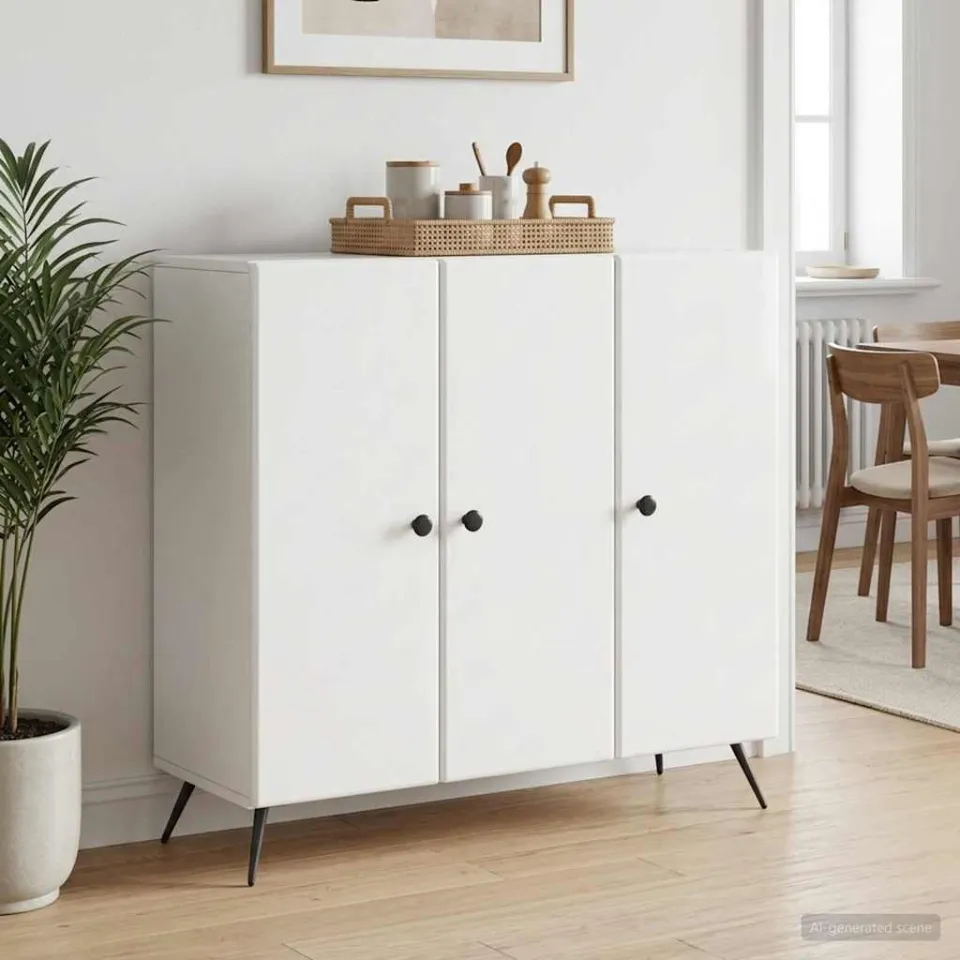 vidaXL Dressoir Hoogglans Wit 89 x 34,5 x 80 cm Bewerkt hout, foto 4