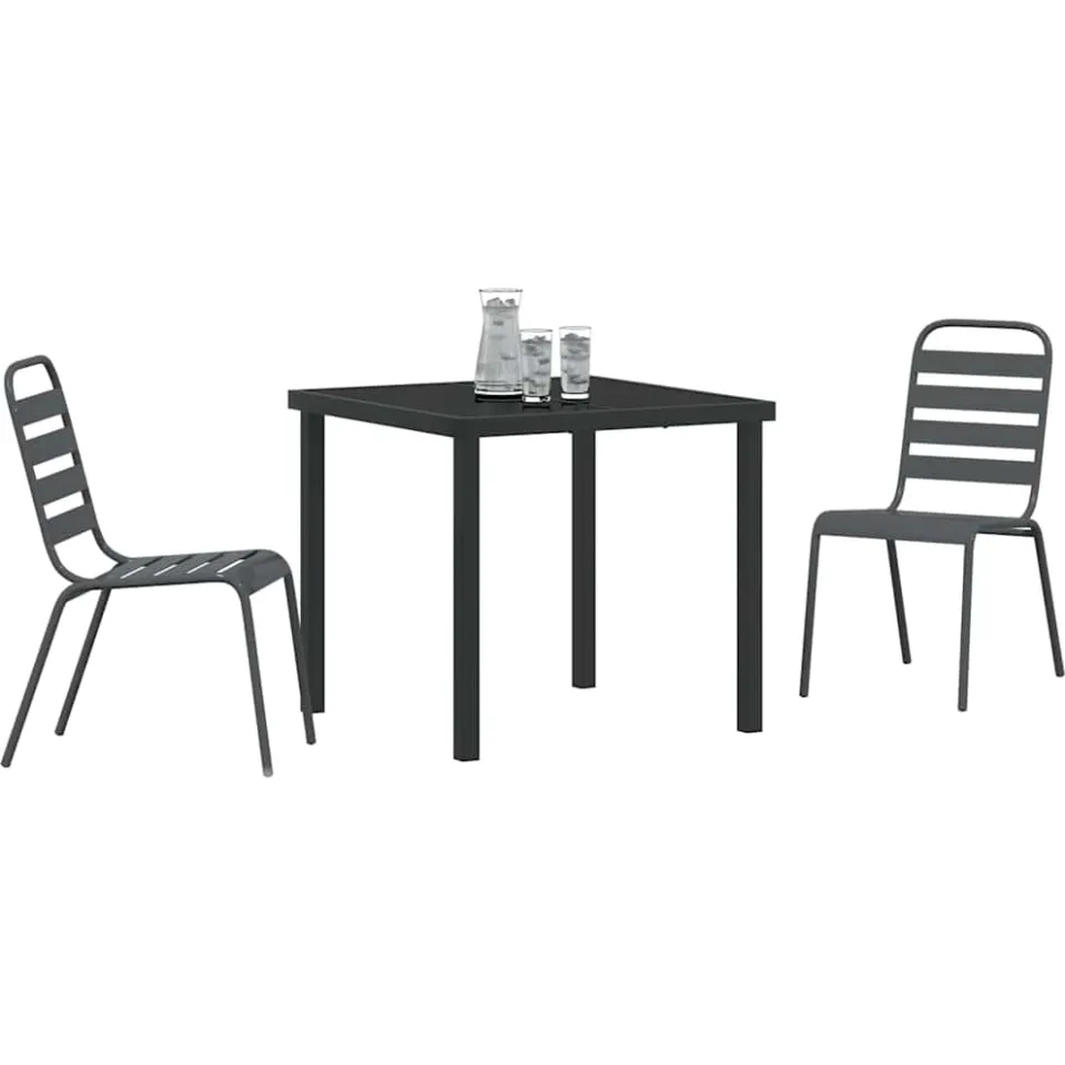 vidaXL Tuin eettafelset 3 st Antraciet Gepoedercoat staal Grijs