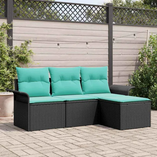 vidaXL Tuin Sofa Set 4 st Zwart poly rattan, foto 2