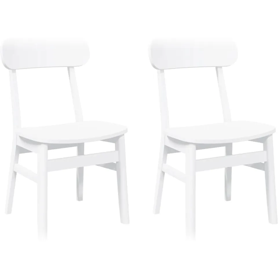 vidaXL Eetkamerstoelen 2 st massief hout rubber wit