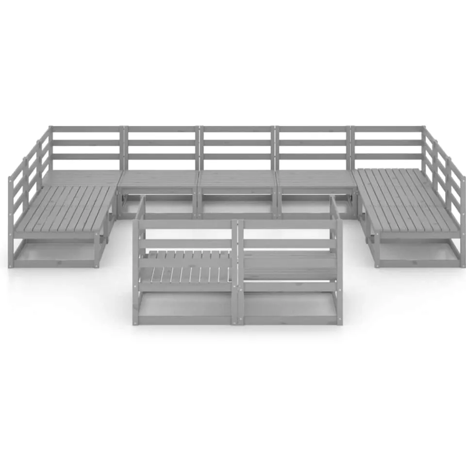 vidaXL 11-delige Loungeset massief grenenhout Grijs