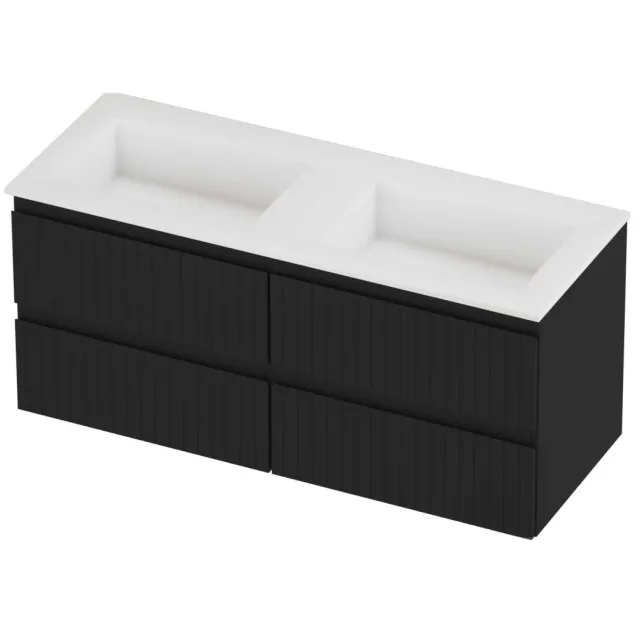 Proline Aristo Badmeubelset Polystone Elegant Zonder Gat 120x46x54 cm Mat White Mat Zwart