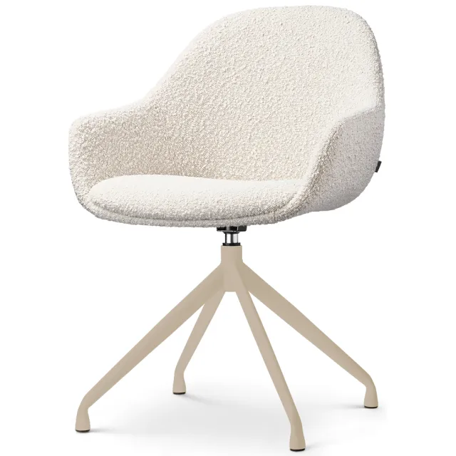 Nolon Nola-Mae draaibare eetkamerstoel bouclé beige - beige onderstel