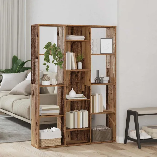 vidaXL Kamerscherm/boekenkast 100x24x140 cm bewerkt hout oud hout bruin, foto 2