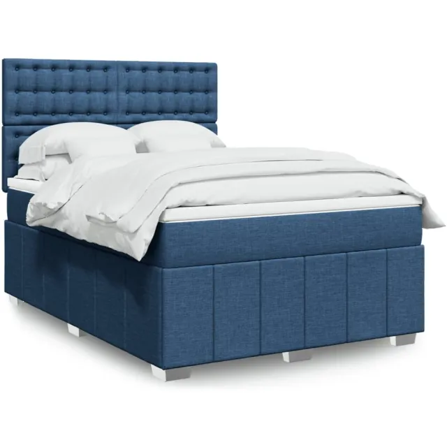 vidaXL Boxspring met matras stof blauw 160x200 cm