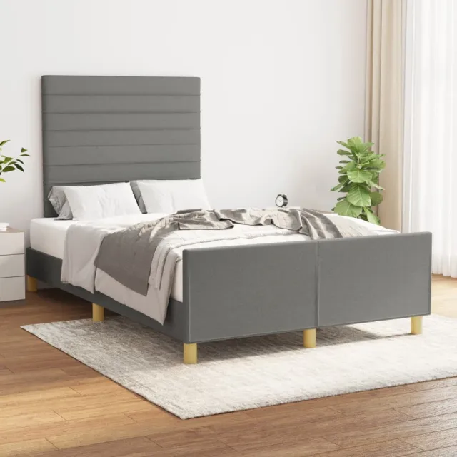 vidaXL Bedframe zonder matras 120x190 cm stof donkergrijs grijs