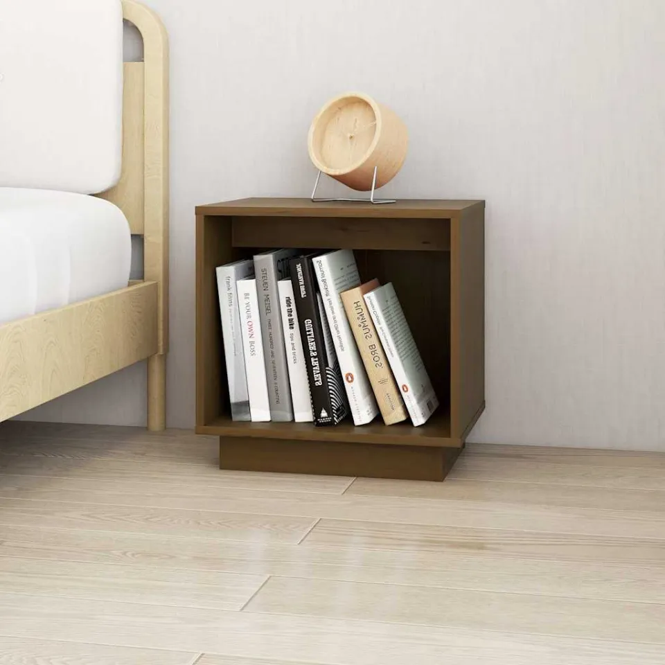 vidaXL Nachtkastjes 2 st 40x30x40 cm massief grenenhout honingbruin bruin, foto 3