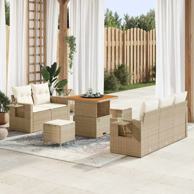 vidaXL Tuin Sofa Set 8 st Beige poly rattan, foto 2