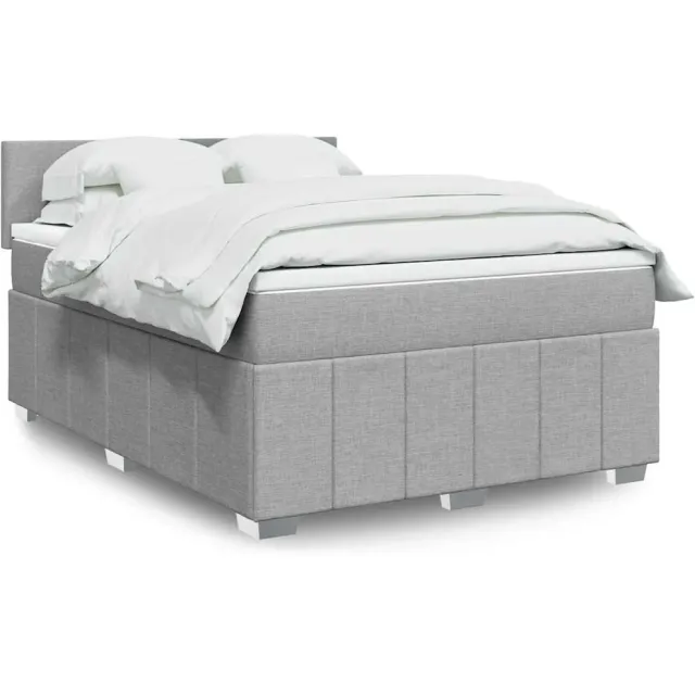 vidaXL Boxspring met matras stof lichtgrijs 140x200 cm grijs