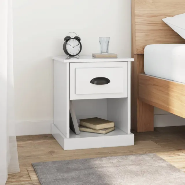 vidaXL Nachtkastjes 2 st 39x39x47,5 cm bewerkt hout hoogglans wit, foto 2