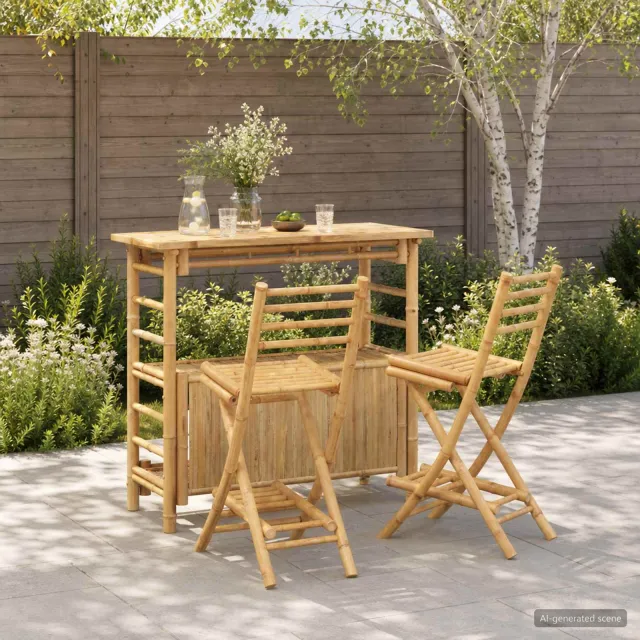 vidaXL Buitenbar tafel en krukken 3 st 2-zits Naturel Bamboe, foto 2