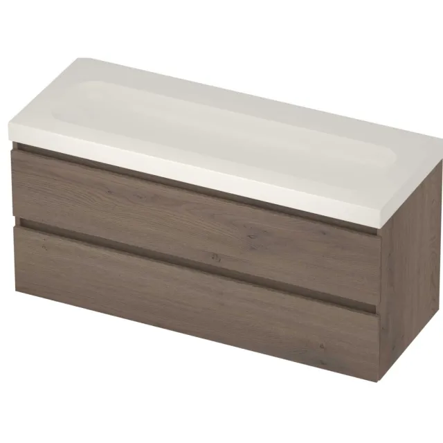 Basic-Line Moby 46 Badmeubelset Polystone 120x46x58 cm M46GWEDO1200 Dusk Oak Glans Wit