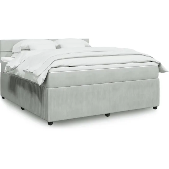 vidaXL Boxspring met matras fluweel lichtgrijs 180x200 cm grijs