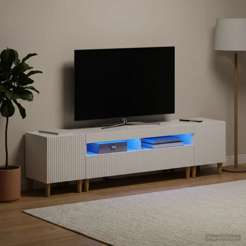 vidaXL 3-delige LED TV-kast ARNHEM 3 st Hoogglans Wit Bewerkt hout, foto 3