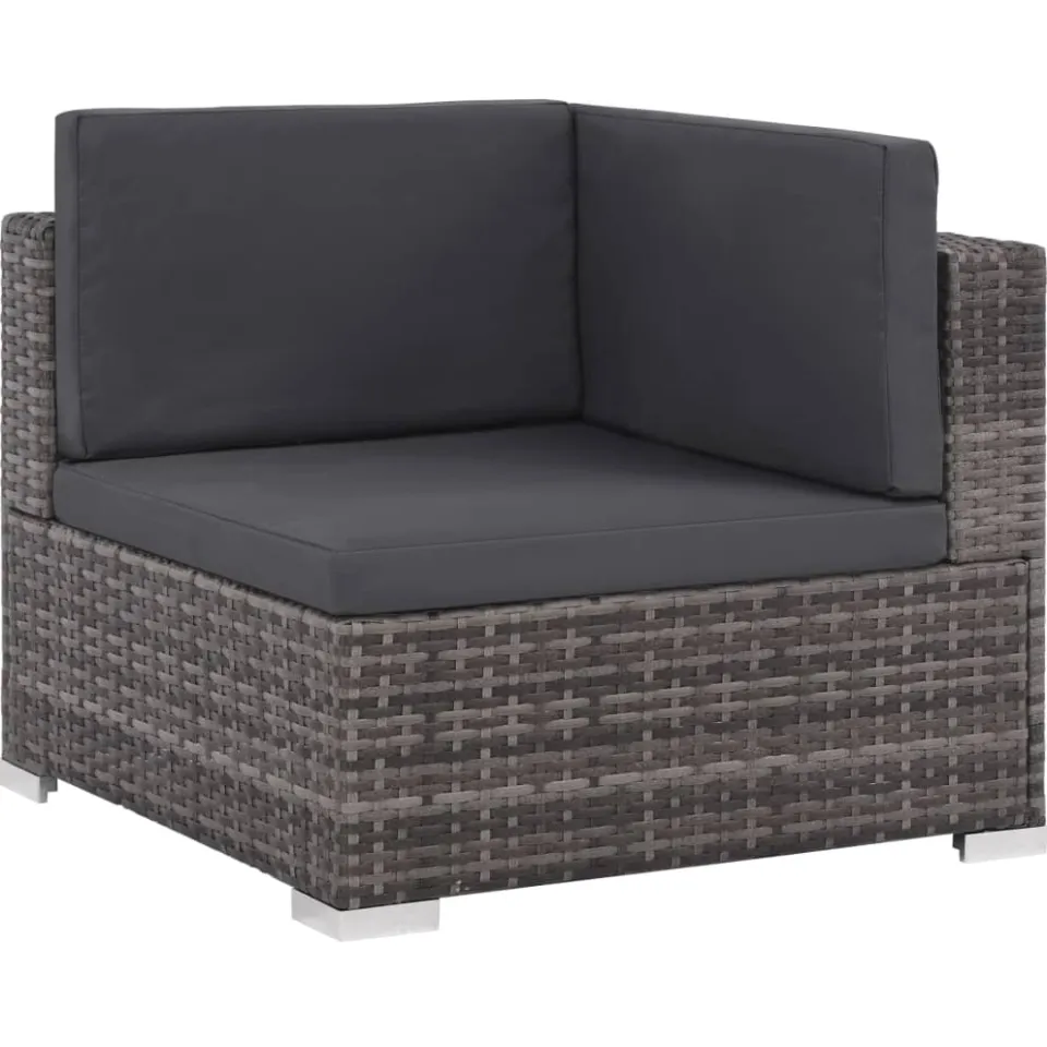 vidaXL 6-delige Loungeset met kussens poly rattan grijs