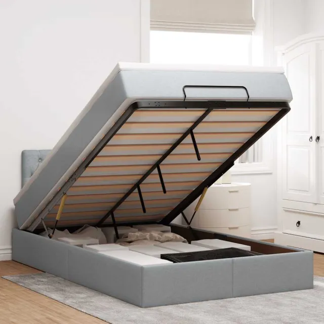 vidaXL Bed met matras 120x200 cm stof lichtgrijs grijs