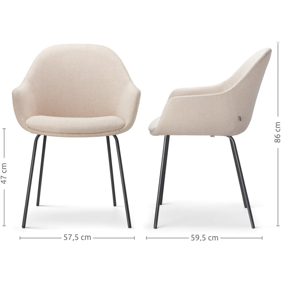 Nolon Nora-Mae eetkamerstoel beige - zwart onderstel, foto 3