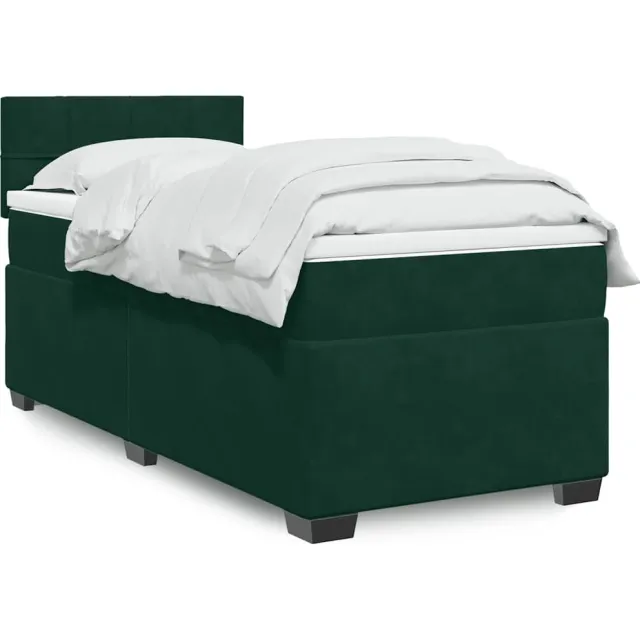 vidaXL Boxspring met matras fluweel donkergroen 90x190 cm groen