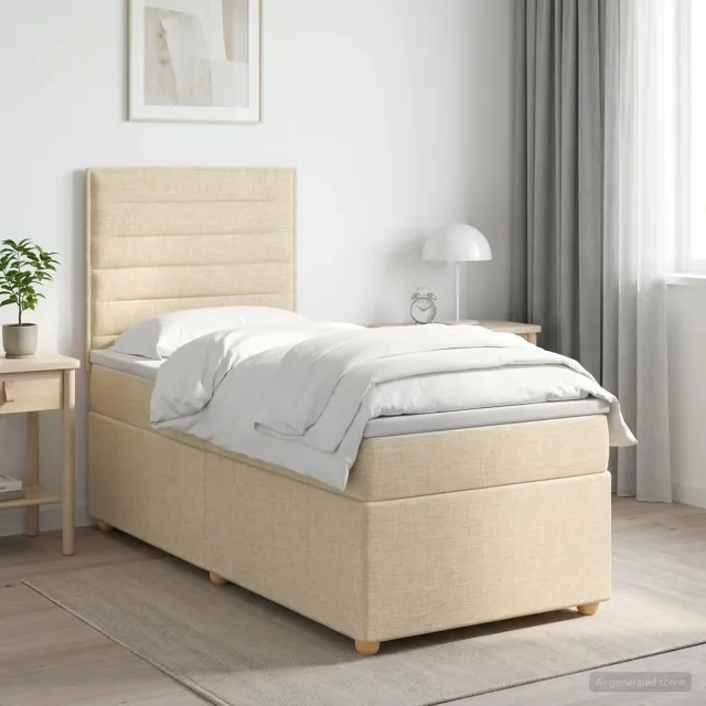 vidaXL Boxspringbed met matras Crèmekleurig 90 x 190 cm Stof