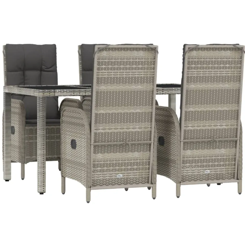 vidaXL 5-delige Tuinset met kussens poly rattan grijs, foto 3