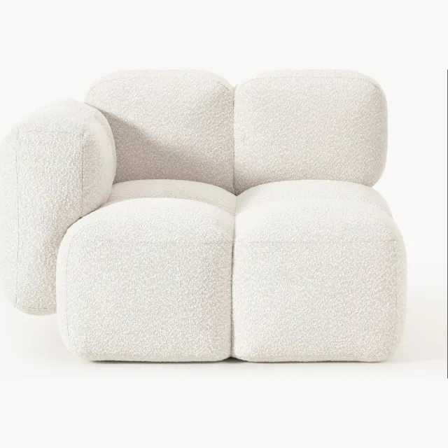Westwing Collection Hoekmodule Tayla van bouclé Wit