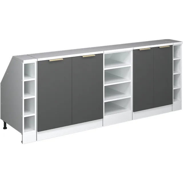 Vicco R-Line Keukenkast voor schuine wand – 210 cm Set van 5 kastrompen 60 cm diepte Antraciet-goud Antraciet-goud/Wit