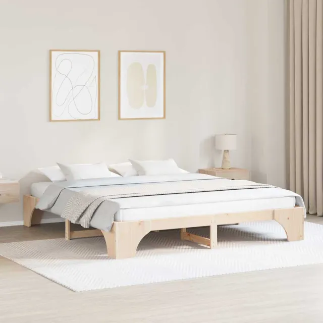 vidaXL Bedframe Naturel 200 x 200 cm Massief grenenhout Bruin