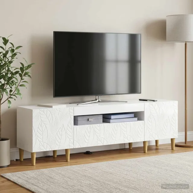 vidaXL LED tv-meubel DELFT 153 x 35 x 43 cm Hoogglans Wit Bewerkt hout