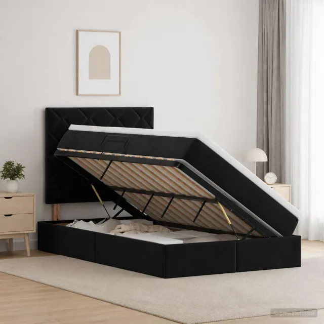 vidaXL Opslag bed met matras met hoofdeinde Zwart 120 x 200 cm Fluweel