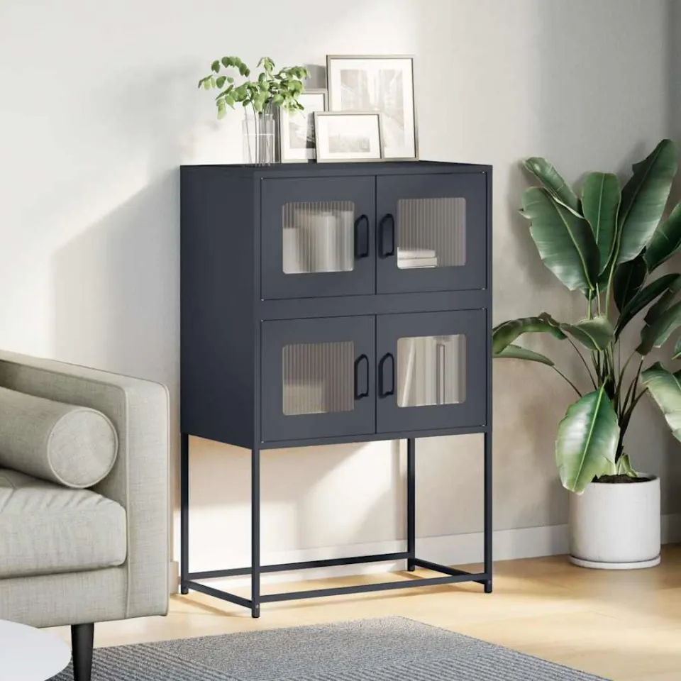 vidaXL Hoge kast 68x39x107 cm staal antracietkleurig, foto 2