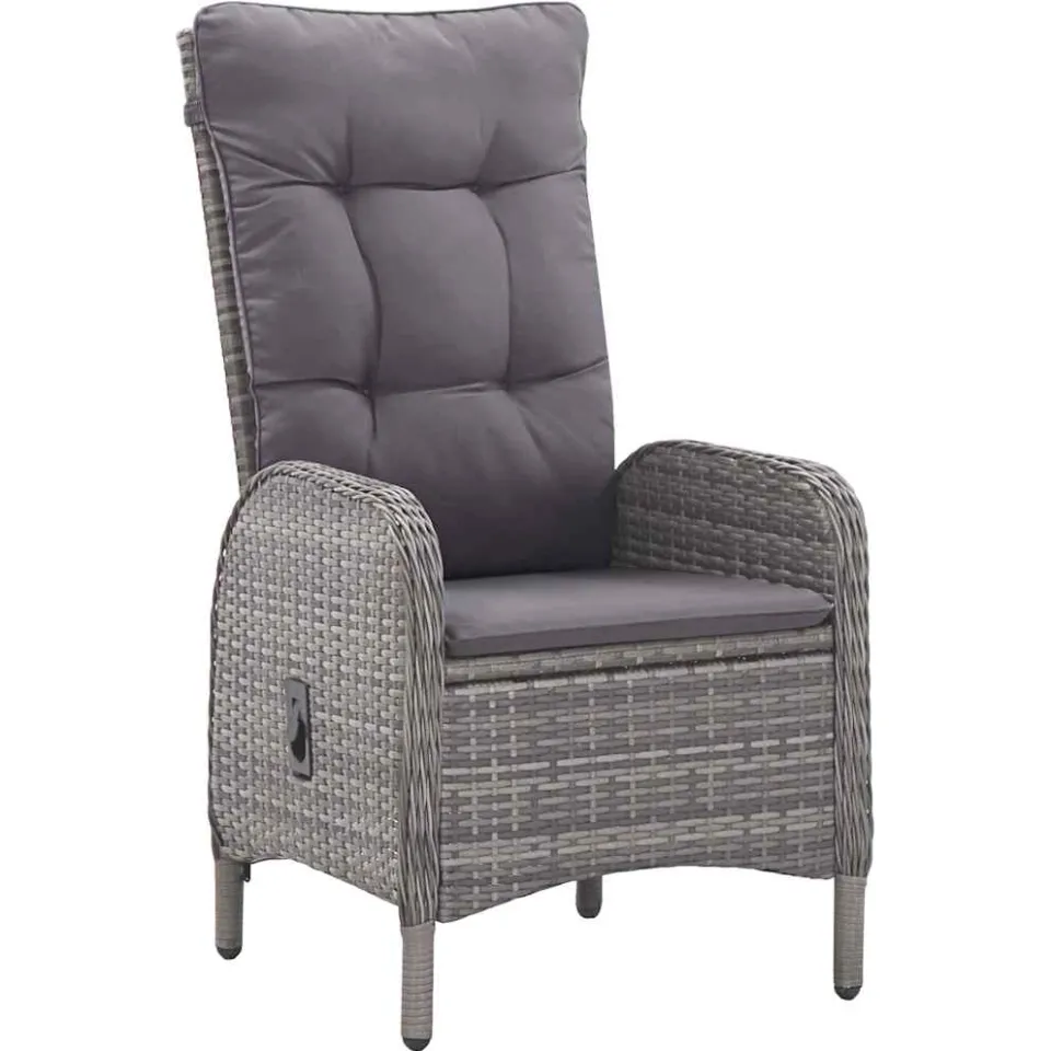 vidaXL 3-delige Bistroset poly rattan en glas grijs, foto 4