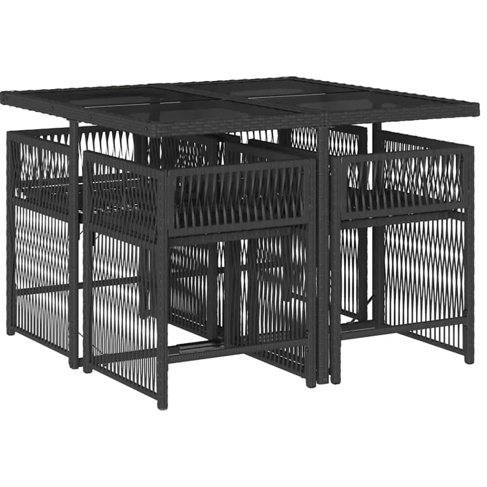vidaXL 5-delige Tuinset met kussens poly rattan zwart, foto 4