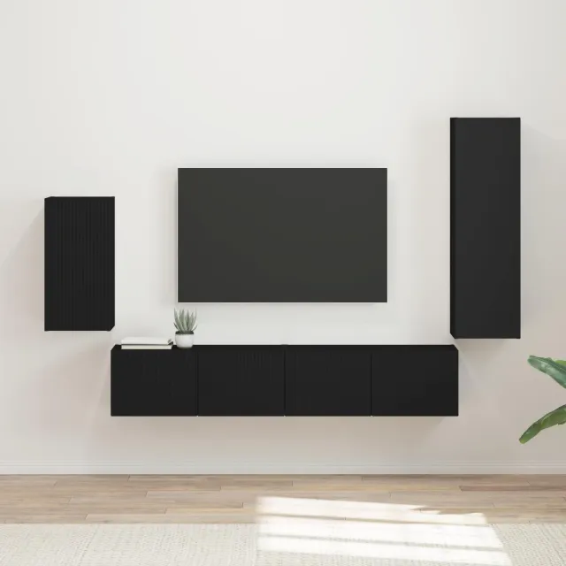 vidaXL Tv-meubelset 4 st 31 x 30 x 100 cm Zwart
