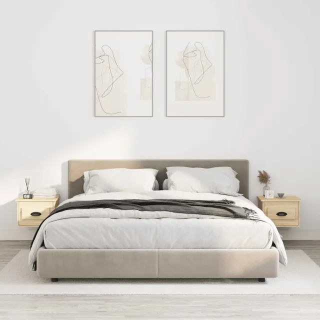 vidaXL Nachtkastjes 2 st wandgemonteerd 41,5x36x28 cm sonoma eiken Bruin
