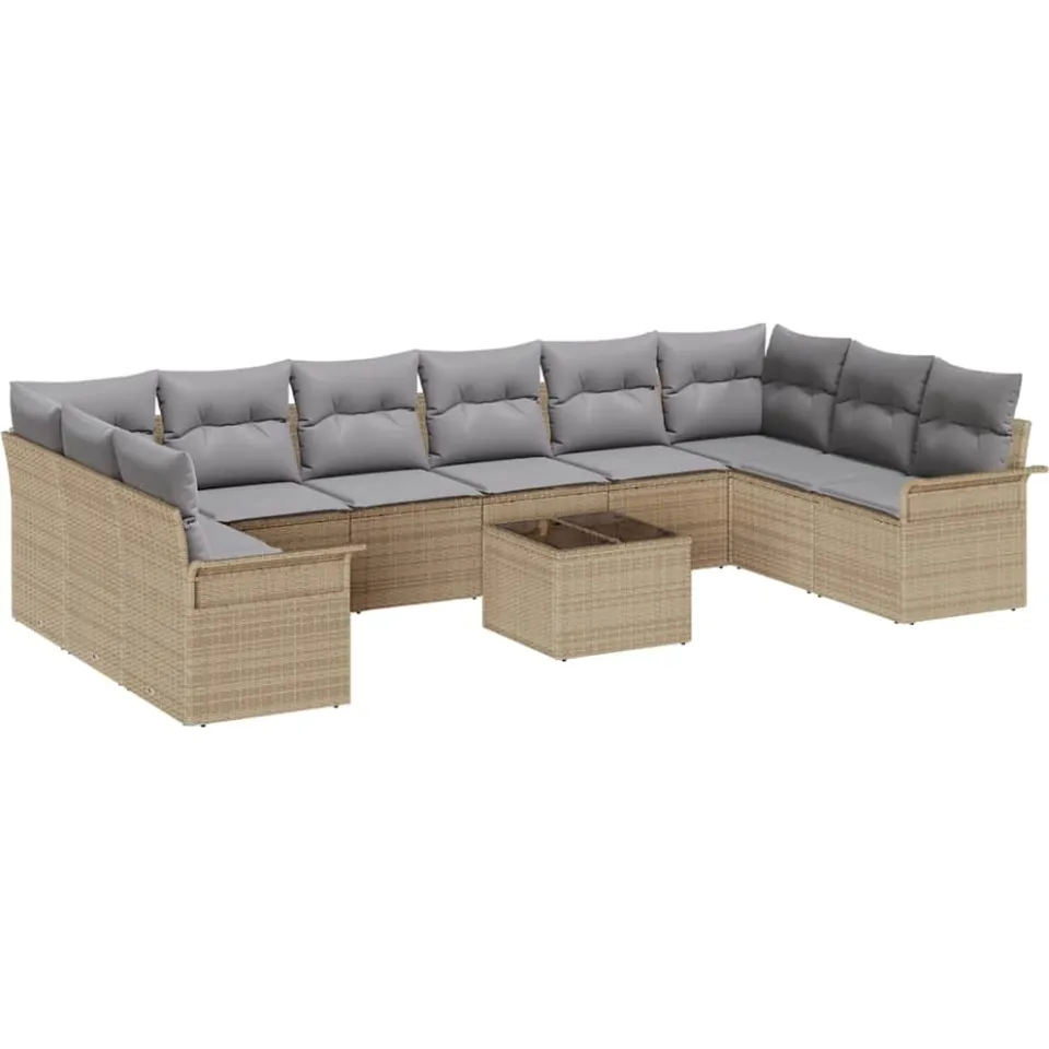 vidaXL Tuin Sofa Set 11 st Beige poly rattan