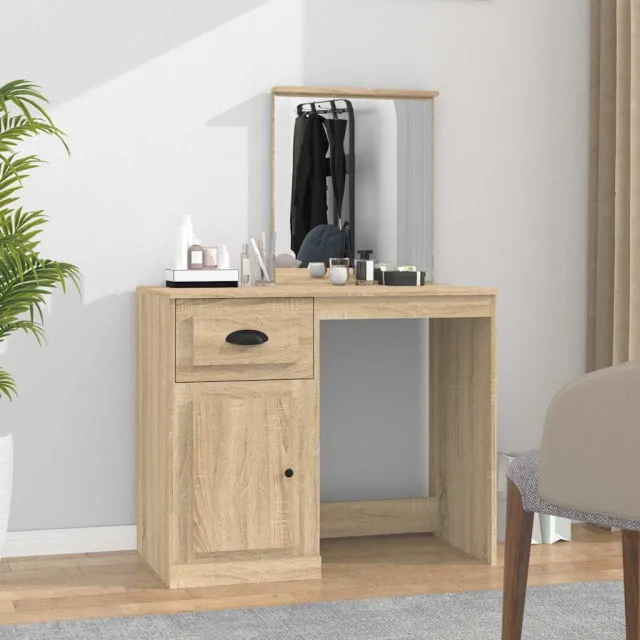 vidaXL Kaptafel met spiegel 90x50x132,5 cm bewerkt hout sonoma eiken, foto 2