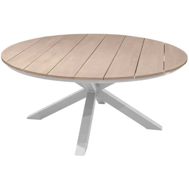 Hespéride Ronde tuintafel voor 8 personen van aluminium en acacia ORIENGO Blanc