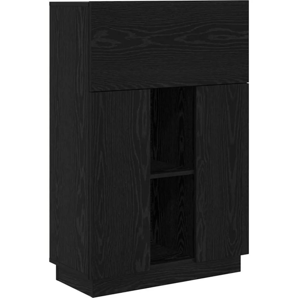 vidaXL Bureau Zwart Eiken 71,5 x 31,5 x 106,5 cm Bewerkt hout, foto 3