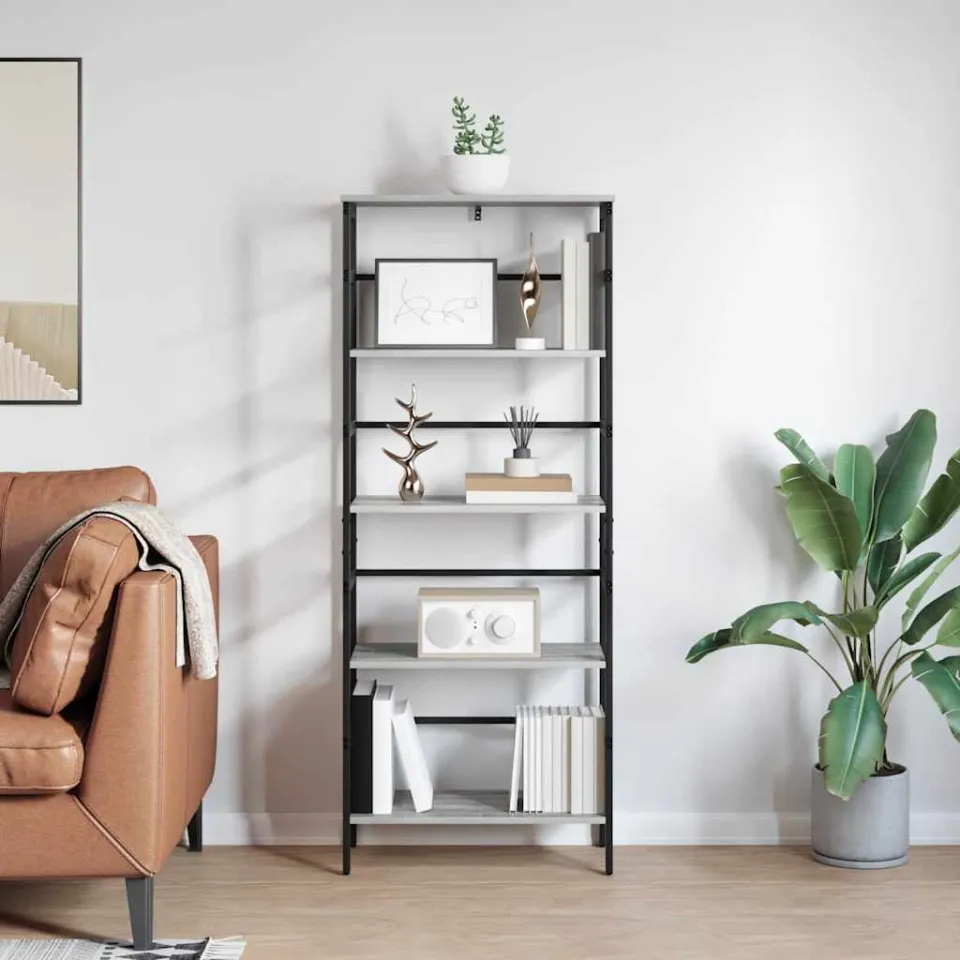 vidaXL Boekenkast 4-laags 60 x 29,5 x 149 cm Bewerkt hout Grijs Sonoma, foto 3