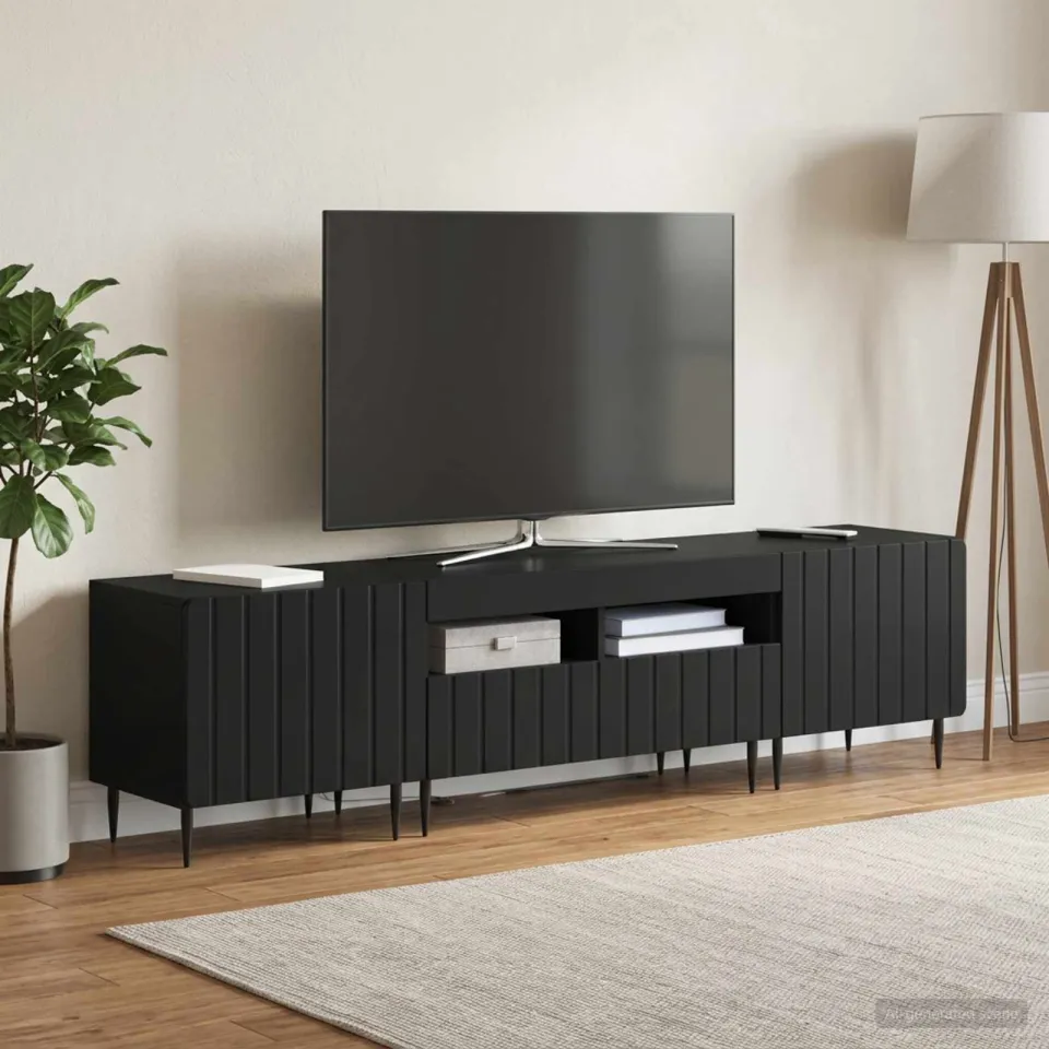 vidaXL 3-delige LED TV-kast ZWOLLE Zwart Bewerkt hout, foto 3