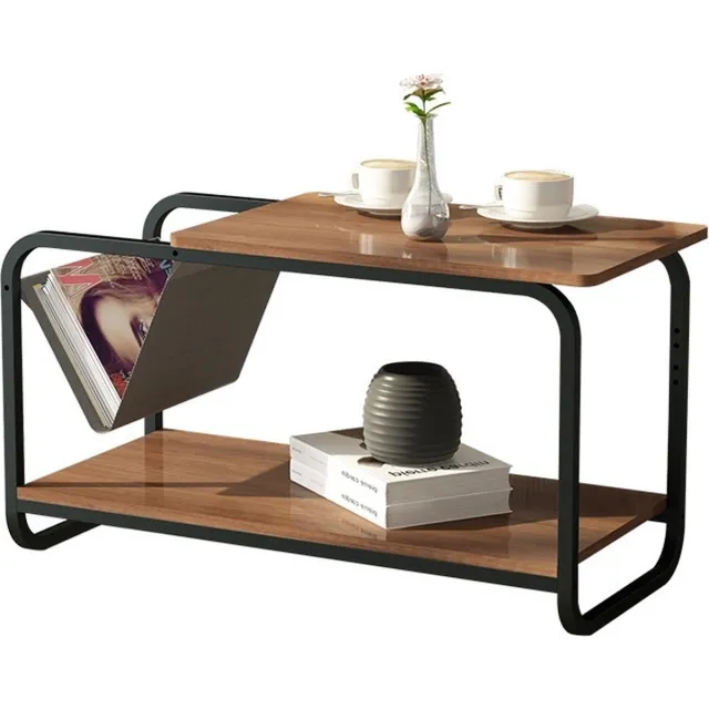 Viking Choice Bijzettafel - met krantenbak - 86,5x40x46 cm - industrieel Zwart