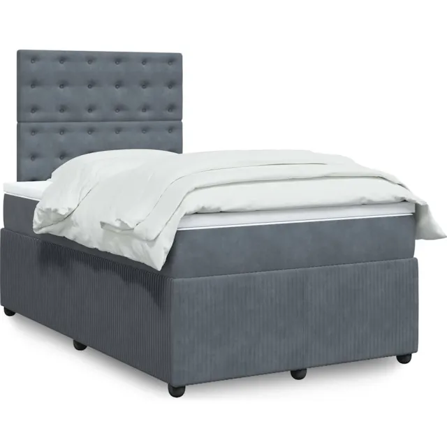 vidaXL Boxspring met matras fluweel donkergrijs 120x190 cm grijs